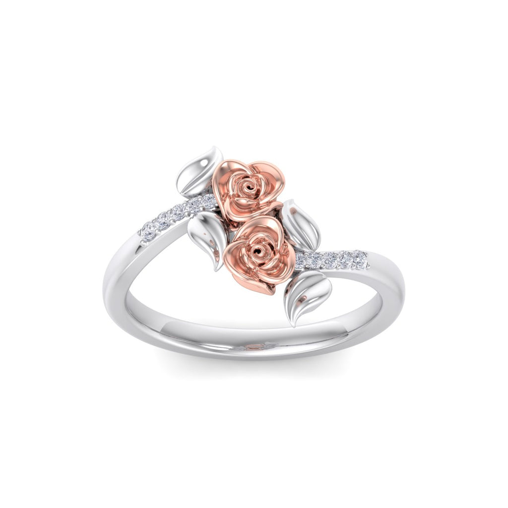 Rose Garden ring in white gold with white diamond of 0.07 ct in weight