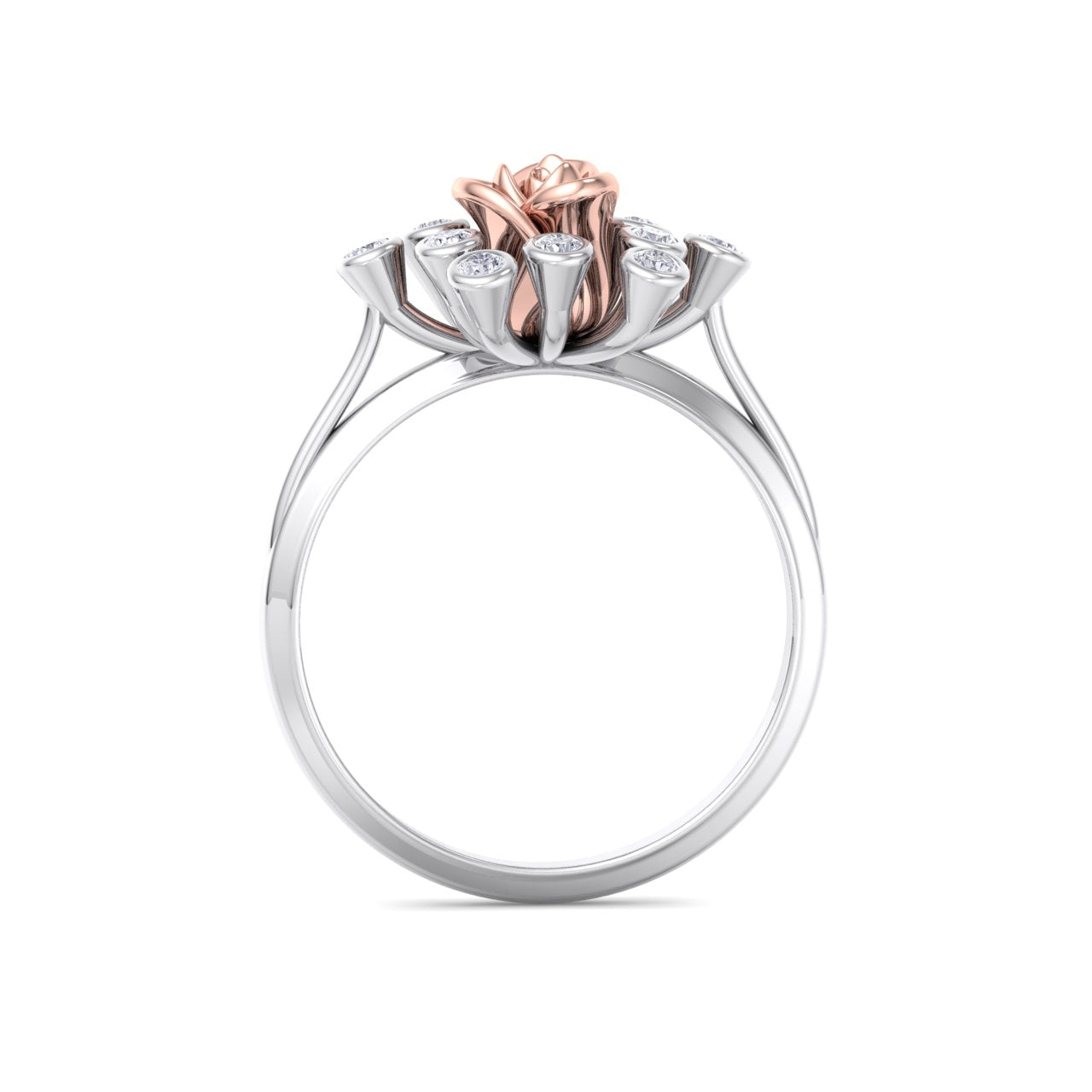 Rose Garden ring in white gold with white diamond of 0.12 ct in weight
