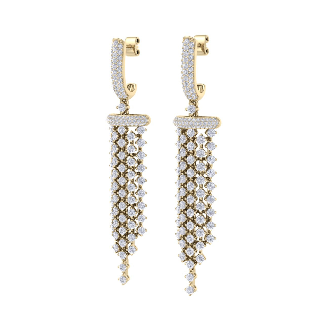 Chandelier earrings in rose gold with white diamonds 4.48 ct in weight