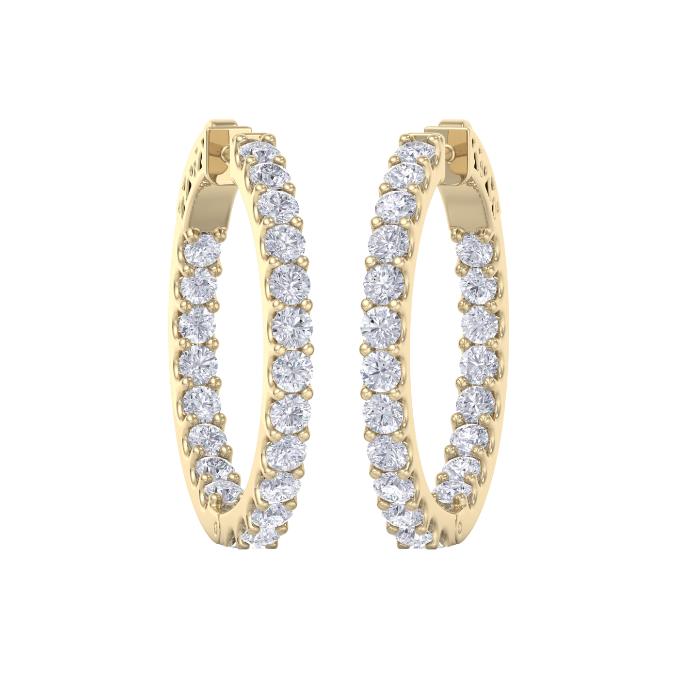 Diamond eternity hoop earrings in white gold with white diamonds of 4.00 ct in weight 