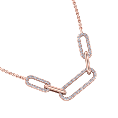 Diamond chain link necklace in rose gold with white diamonds of 0.33 ct in weight