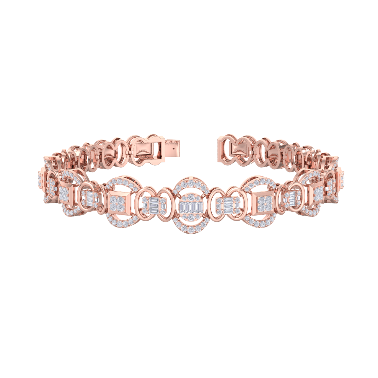 Statement bracelet in yellow gold with white diamonds of 1.77 ct in weight