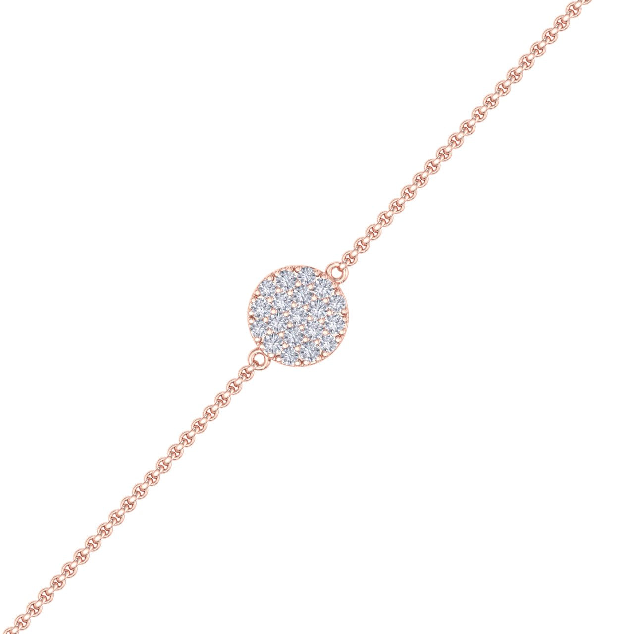 Circle bracelet in yellow gold with white diamonds of 0.50 ct in weight