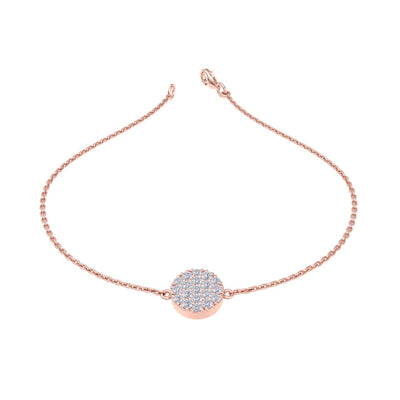 Circle bracelet in rose gold with white diamonds of 0.50 ct in weight