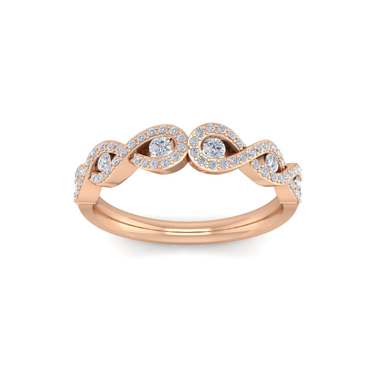 Beautiful Ring in yellow gold with white diamonds of 0.40 ct in weight