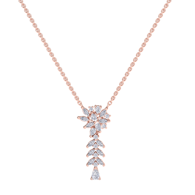 Flower necklace in rose gold with white diamonds of 0.80 ct in weight

