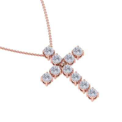 Diamond Cross Pendant in rose gold with white diamonds of 1.10 ct in weight