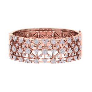 Diamond bangle in rose gold with white diamonds of 6.21 ct in weight
