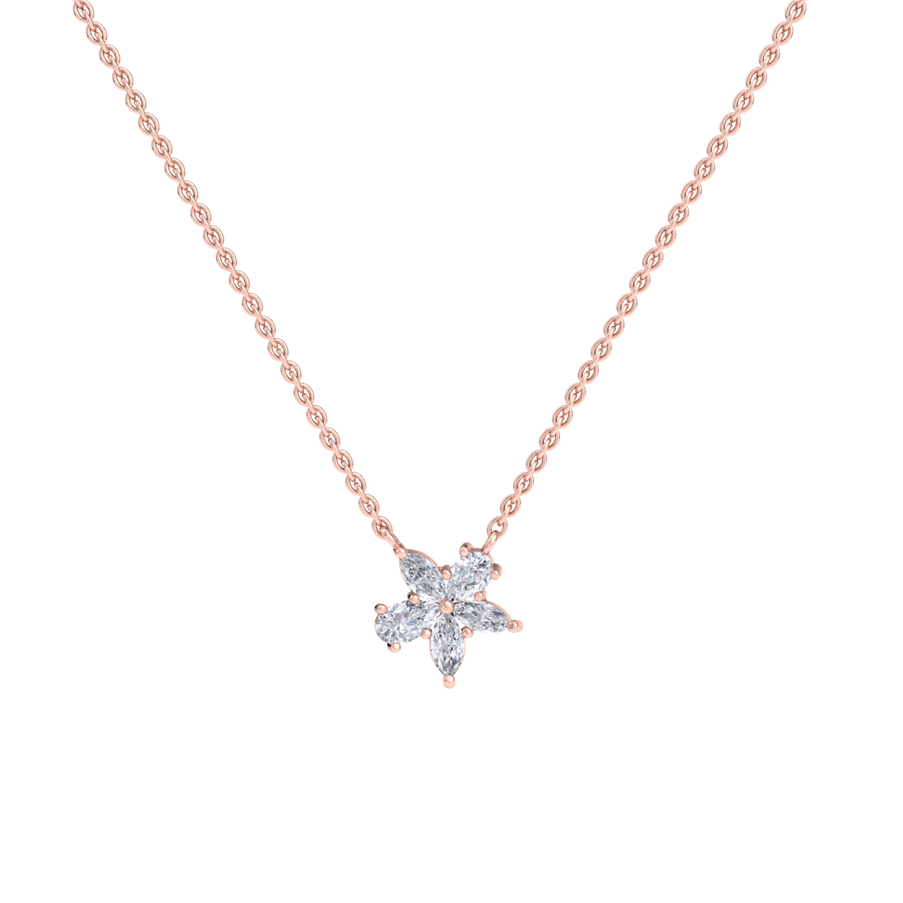 Petite flower necklace in white gold with white diamonds of 0.61 ct in weight

