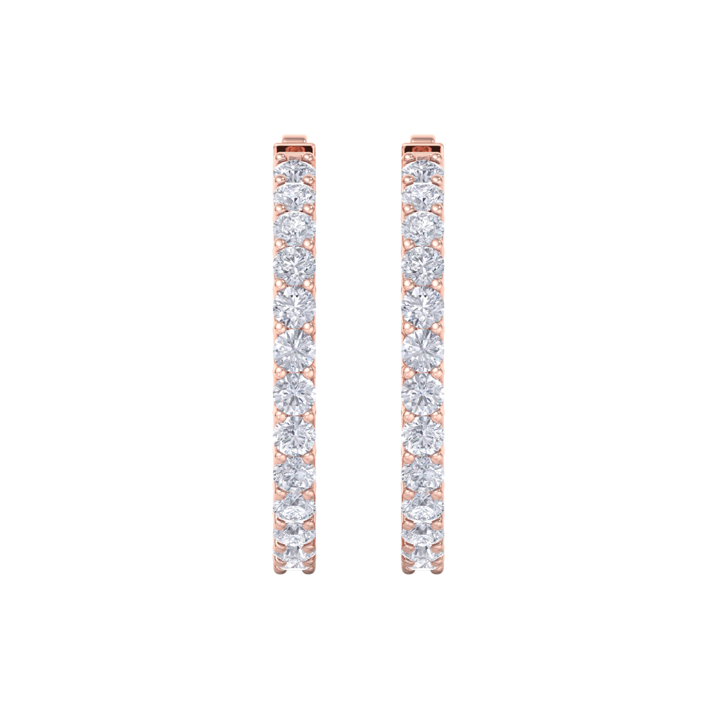 Diamond eternity hoop earrings in rose gold with white diamonds of 4.82 ct in weight 