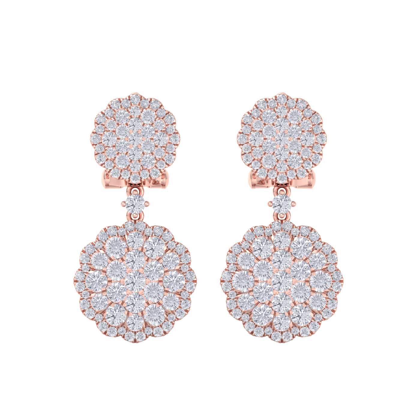Drop earrings in yellow gold with white diamonds of 2.52 ct in weight
