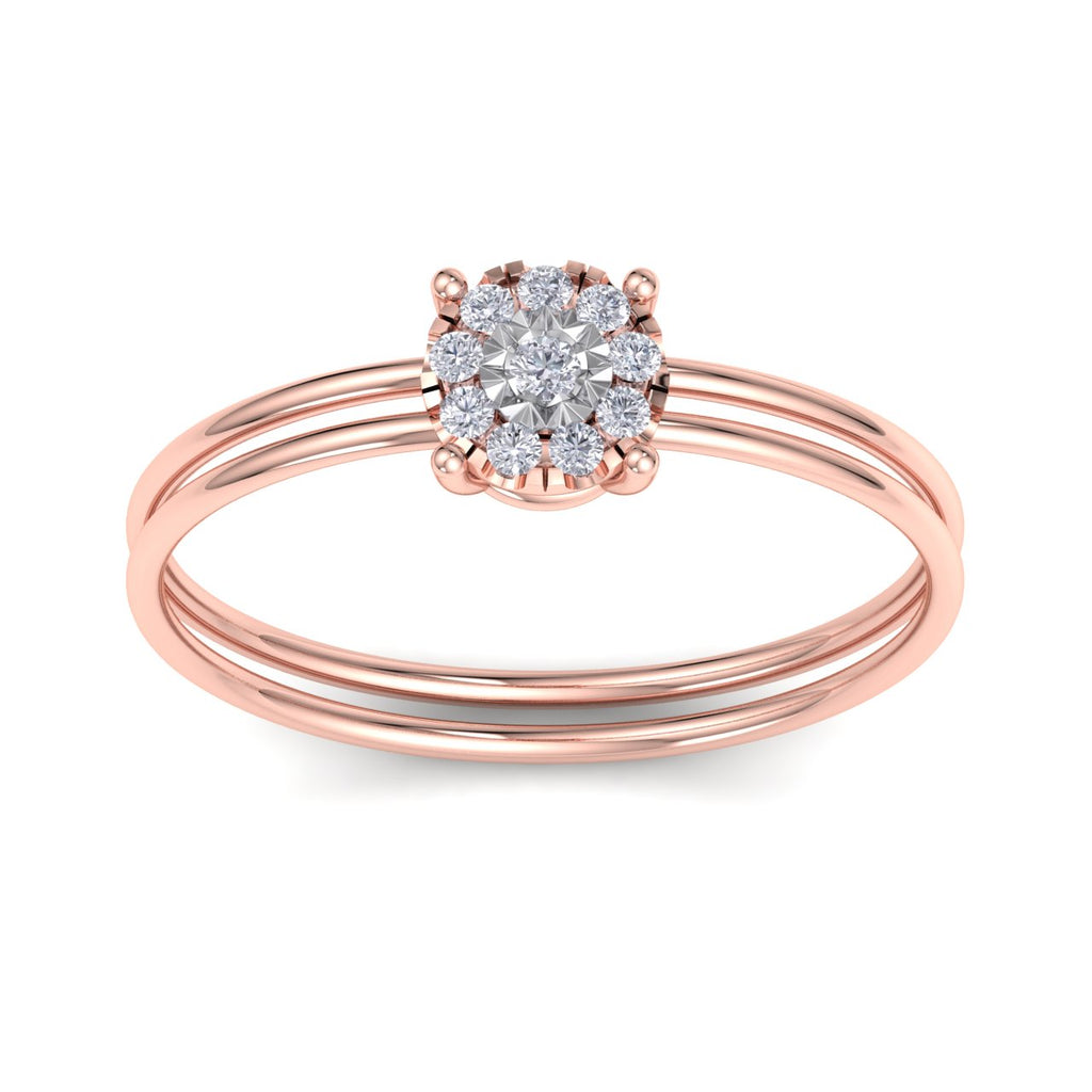 Flower Ring in rose gold with white diamonds of 0.16 ct in weight