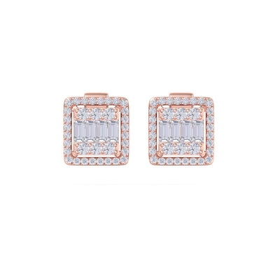 Beautiful Earrings in rose gold with white diamonds of 0.65 ct in weight