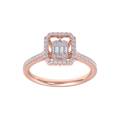 Square diamond ring in rose gold with white diamonds of 0.45 ct in weight