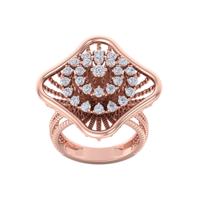 Statement ring in rose gold with white diamonds of 0.98 ct in weight