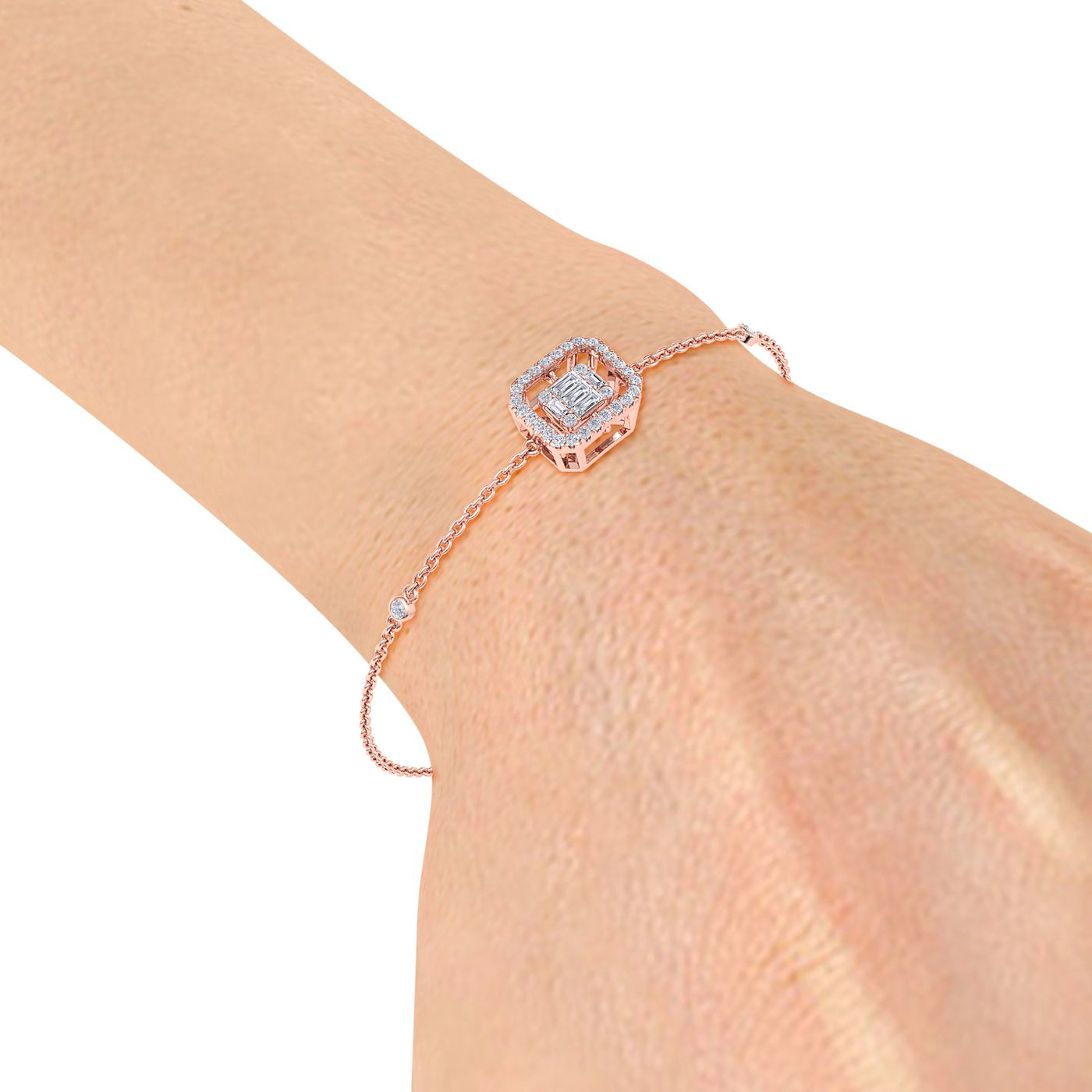 Square bracelet in yellow gold with white diamonds of 0.34 ct in weight
