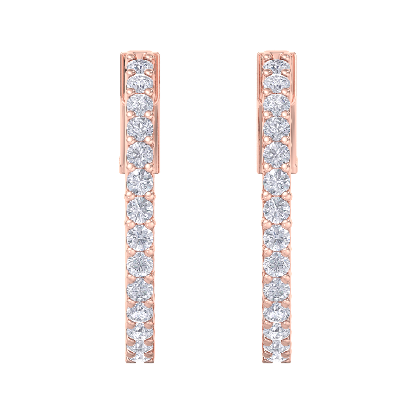 Diamond eternity hoop earrings in yellow gold with white diamonds of 1.00 ct in weight 