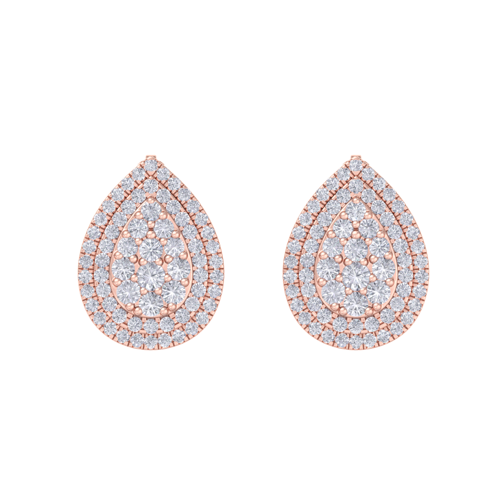 3 in 1 earrings in rose gold with white diamonds of 0.85 ct in weight