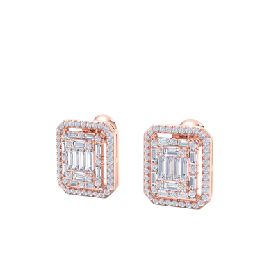 Beautiful Stud Earrings in white gold with white diamonds of 1.78 in weight