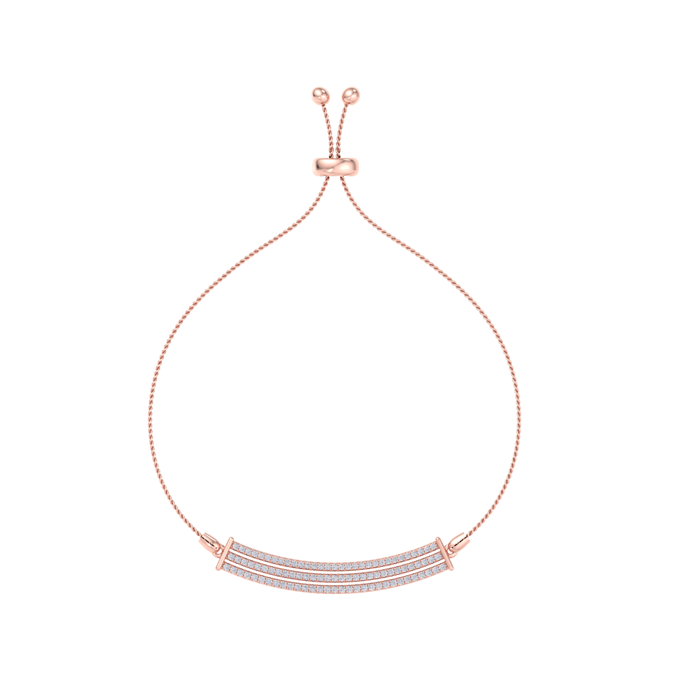 Diamond bar necklace in rose gold with white diamonds of 0.93 ct in weight
