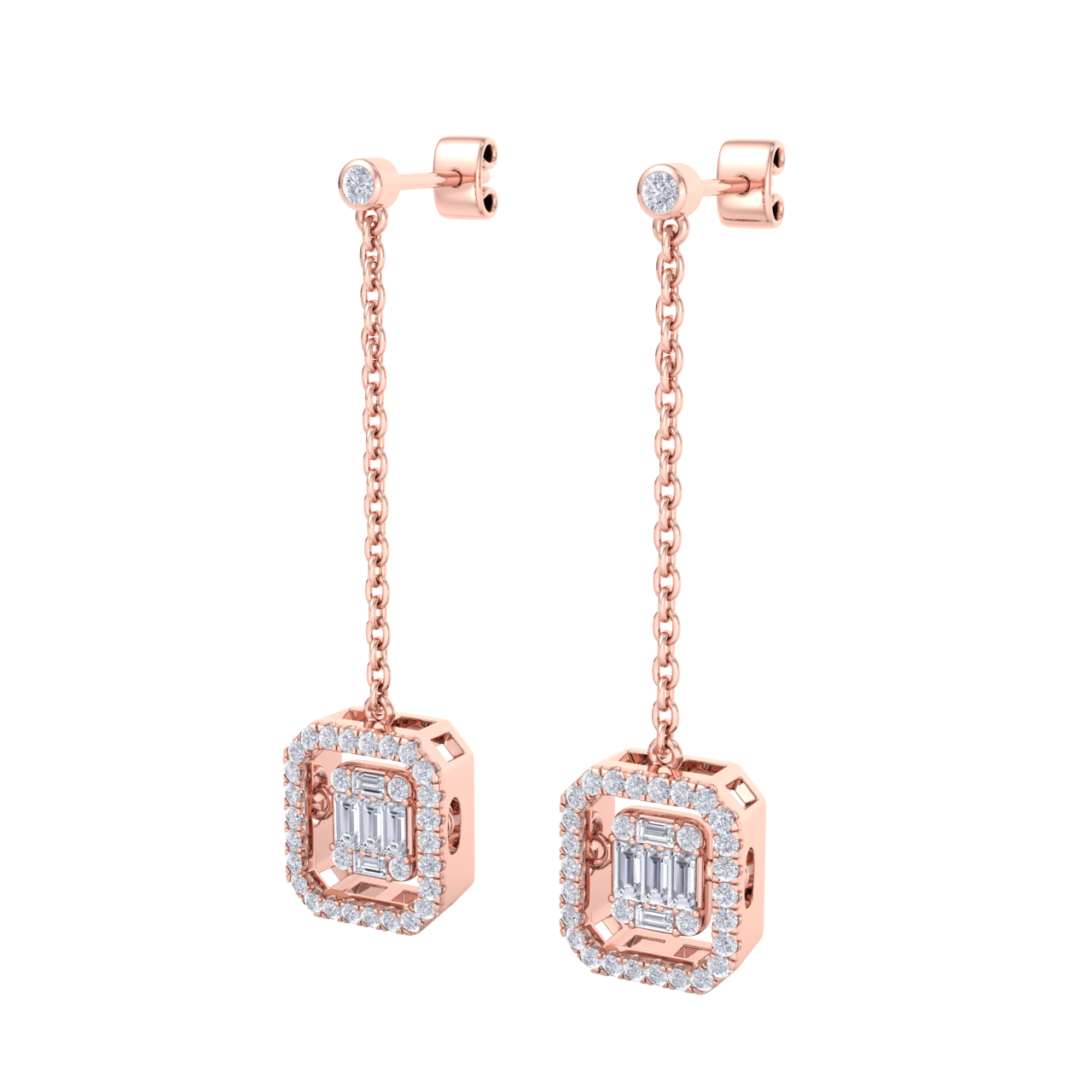 Diamond drop earrings in white gold with white diamonds of 0.69 ct in weight
