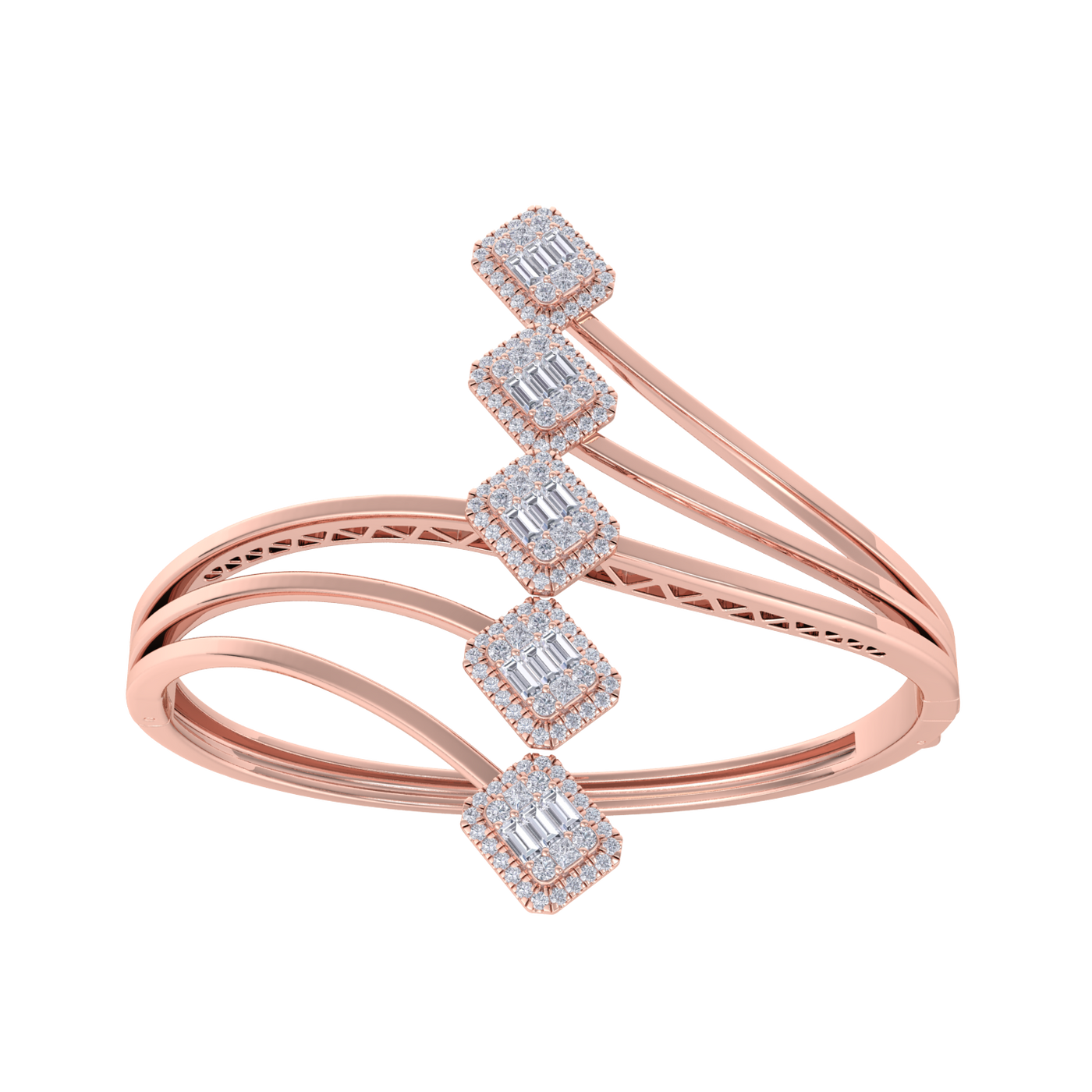 Diamond bracelet in rose gold with white diamonds of 3.26 ct in weight