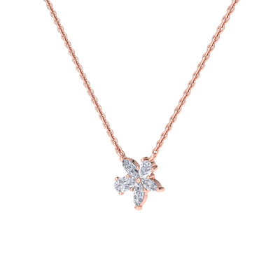Petite flower necklace in yellow gold with white diamonds of 0.61 ct in weight

