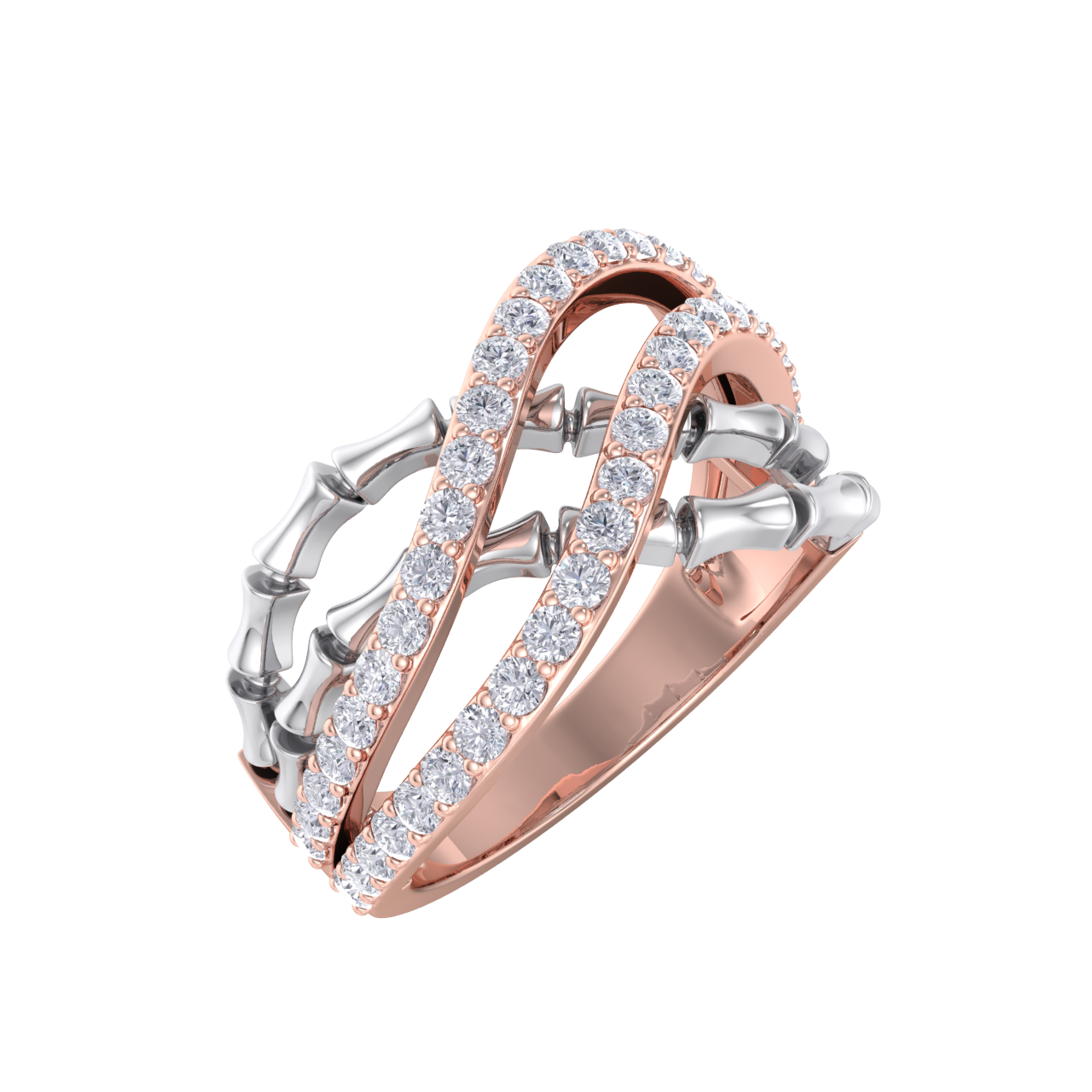 Beautiful ring in rose gold with white diamonds of 0.50 ct in weight