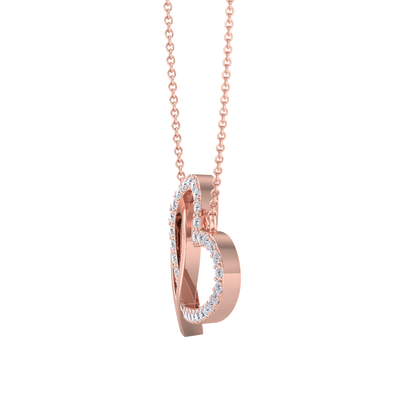 Cute Hearts Pendant in rose gold with white diamonds of 0.61 ct in weigh