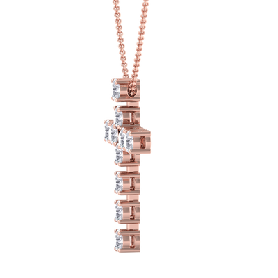 Diamond Cross Pendant in rose gold with white diamonds of 1.10 ct in weight