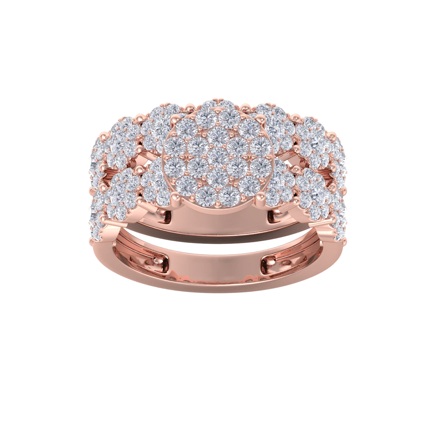 Diamond ring in rose gold with white diamonds of 1.75 ct in weight