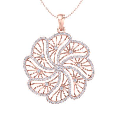 Flower pendant in white gold with white diamonds of 2.70 ct in weight