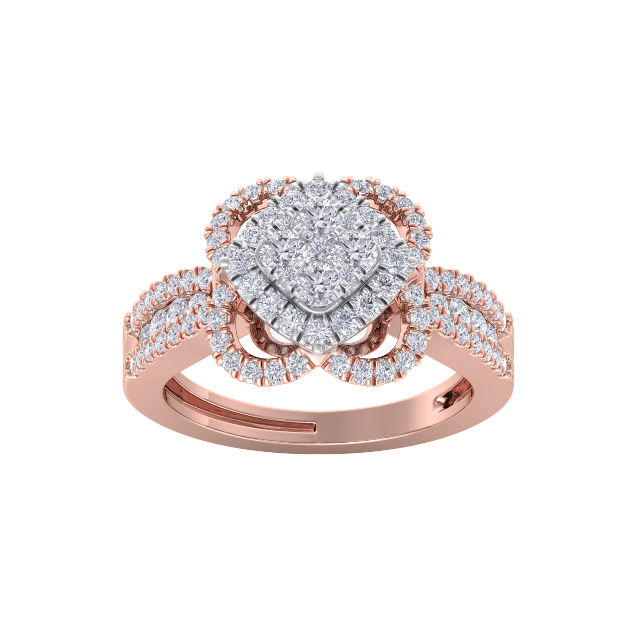 Diamond ring in rose gold with white diamonds of 0.97 ct in weight
