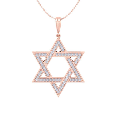 Star of David pendant in rose gold with white diamonds of 0.91 ct in weight