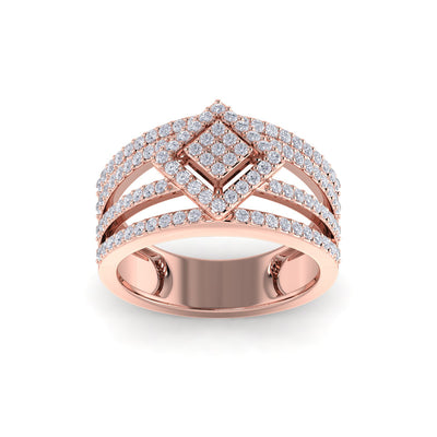 Wide ring in rose gold with white diamonds of 0.79 ct in weight