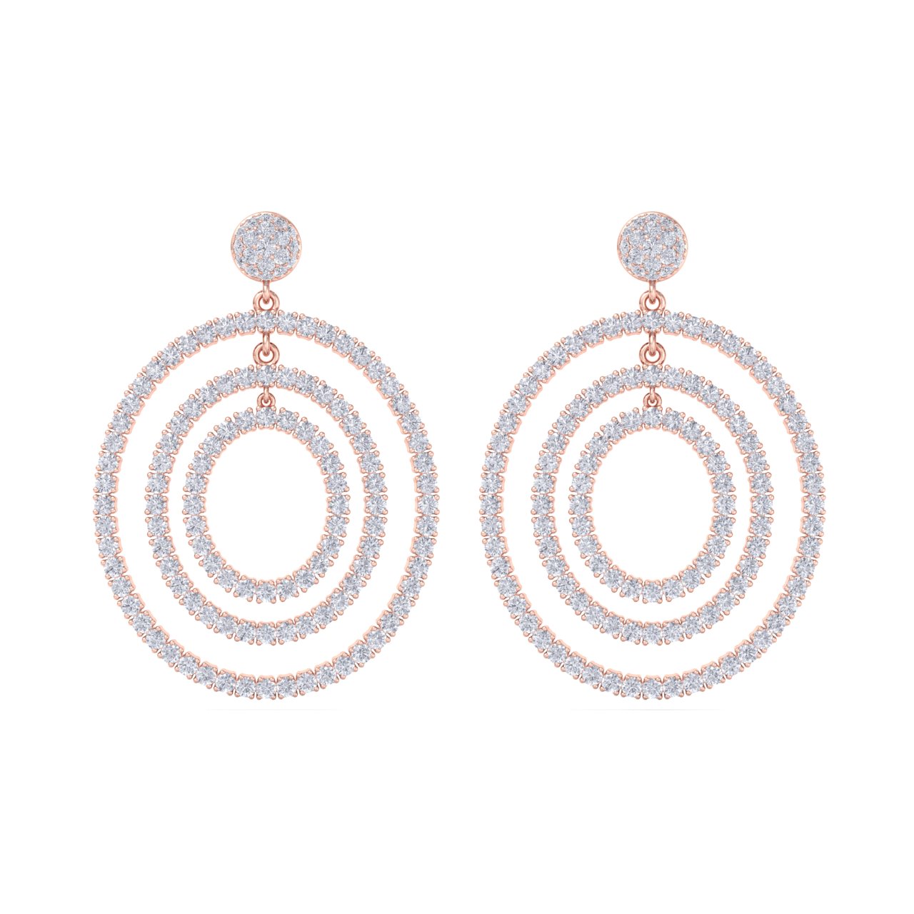 Chandelier earrings in white gold with white diamonds of 8.46 ct in weight