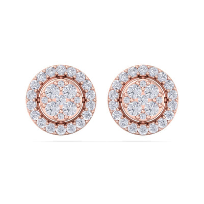 Halo stud earrings in white gold with white diamonds of 0.37 ct in weight