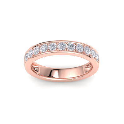 Channel set ring in rose gold with white diamonds of 0.77 ct in weight