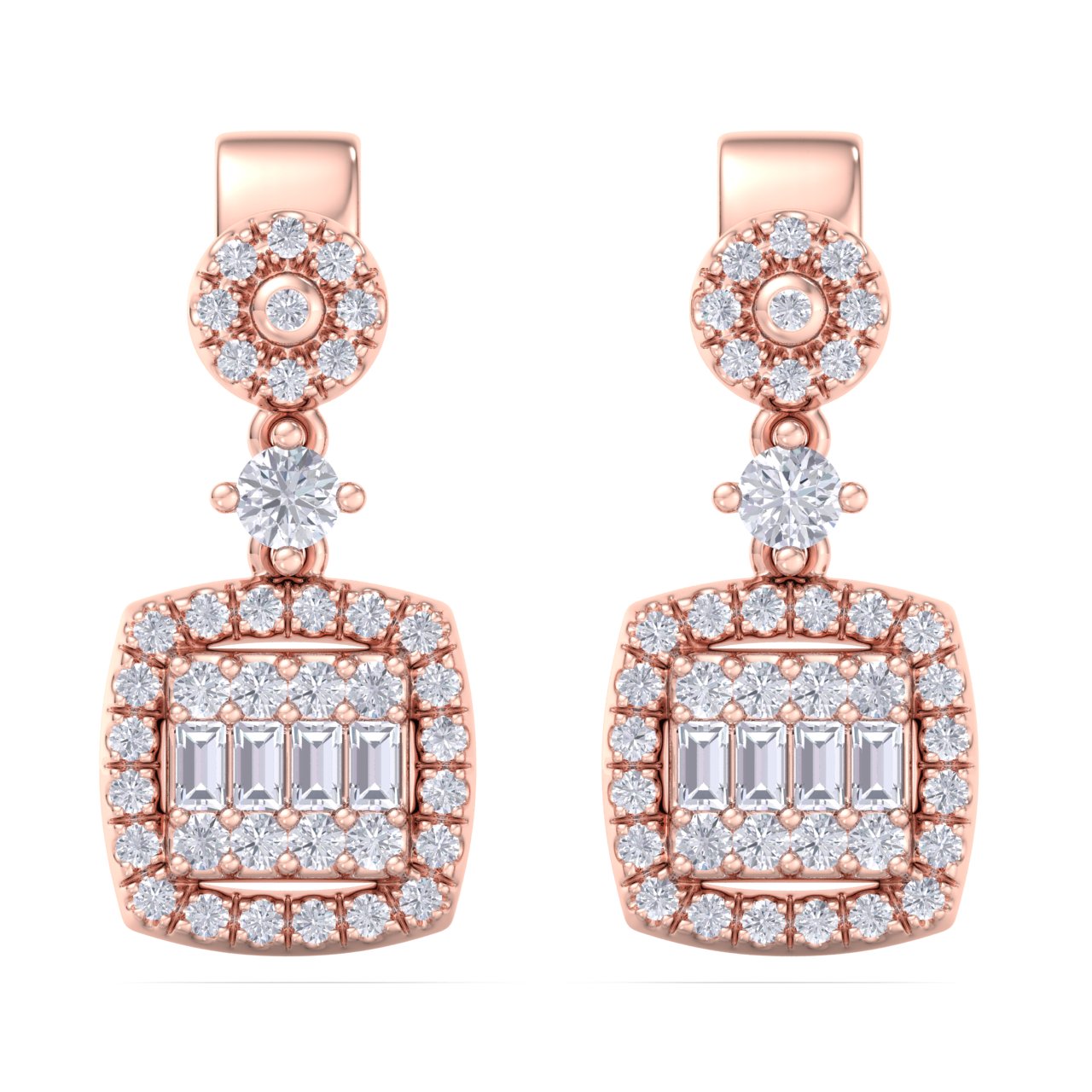 Drop earrings in yellow gold with white diamonds of 0.61 ct in weight