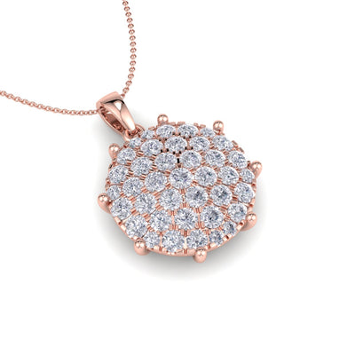 Round pendant necklace in yellow gold with eight-prongs with white diamonds of 1.14 ct in weight - HER DIAMONDS®