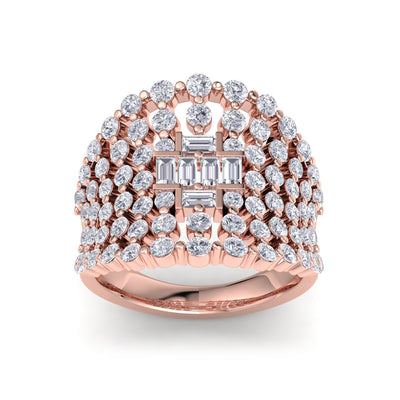 Multi-band ring in rose gold with white diamonds of 3.14 ct in weight