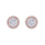 Round halo stud earrings in rose gold with white diamonds of 1.08 ct in weight