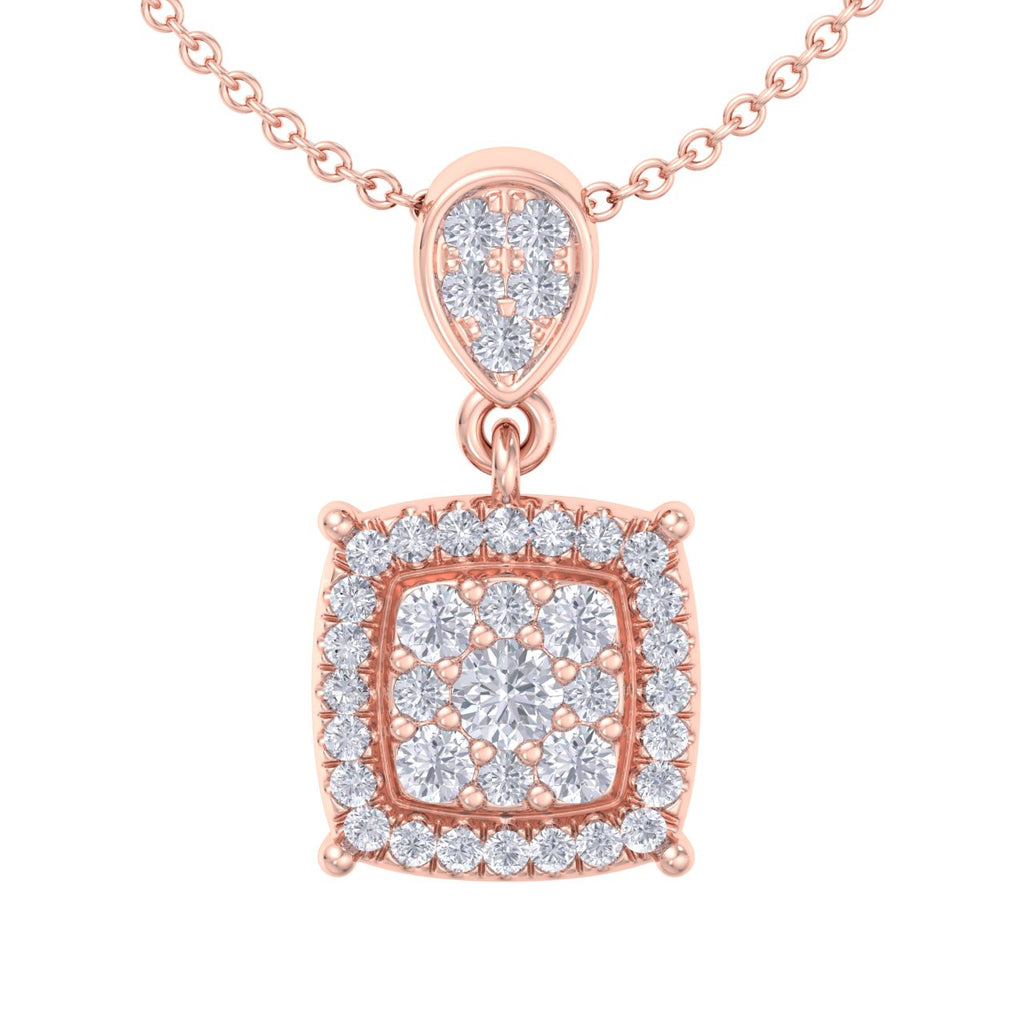 Classic square pendant in rose gold with white diamonds of 0.27 ct in weight - HER DIAMONDS®