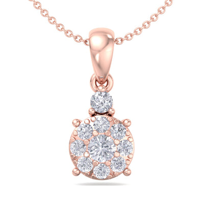 Elegant round pendant in yellow gold with white diamonds of 0.25 ct in weight - HER DIAMONDS®