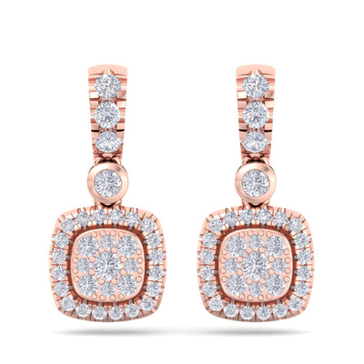 Square drop earrings in white gold with white diamonds of 0.76 ct in weight - HER DIAMONDS®
