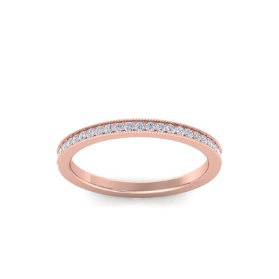 Half eternity channel wedding band in rose gold with white diamonds of 0.15 ct in weight