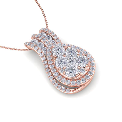 Pear shaped pendant necklace in yellow gold with white diamonds of 1.35 ct in weight - HER DIAMONDS®