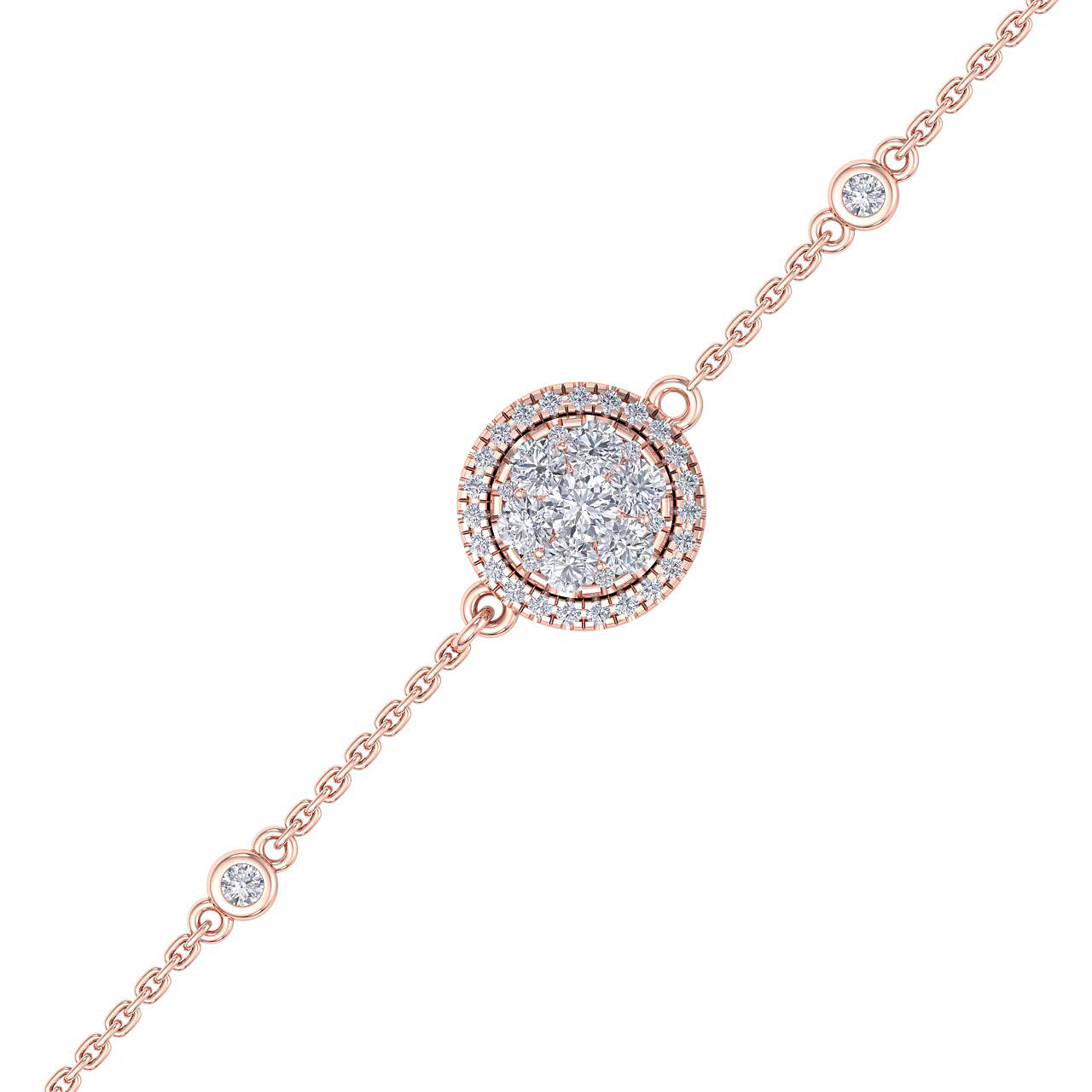 Round shape bracelet in rose gold with white diamonds of .67 ct in weight - HER DIAMONDS®