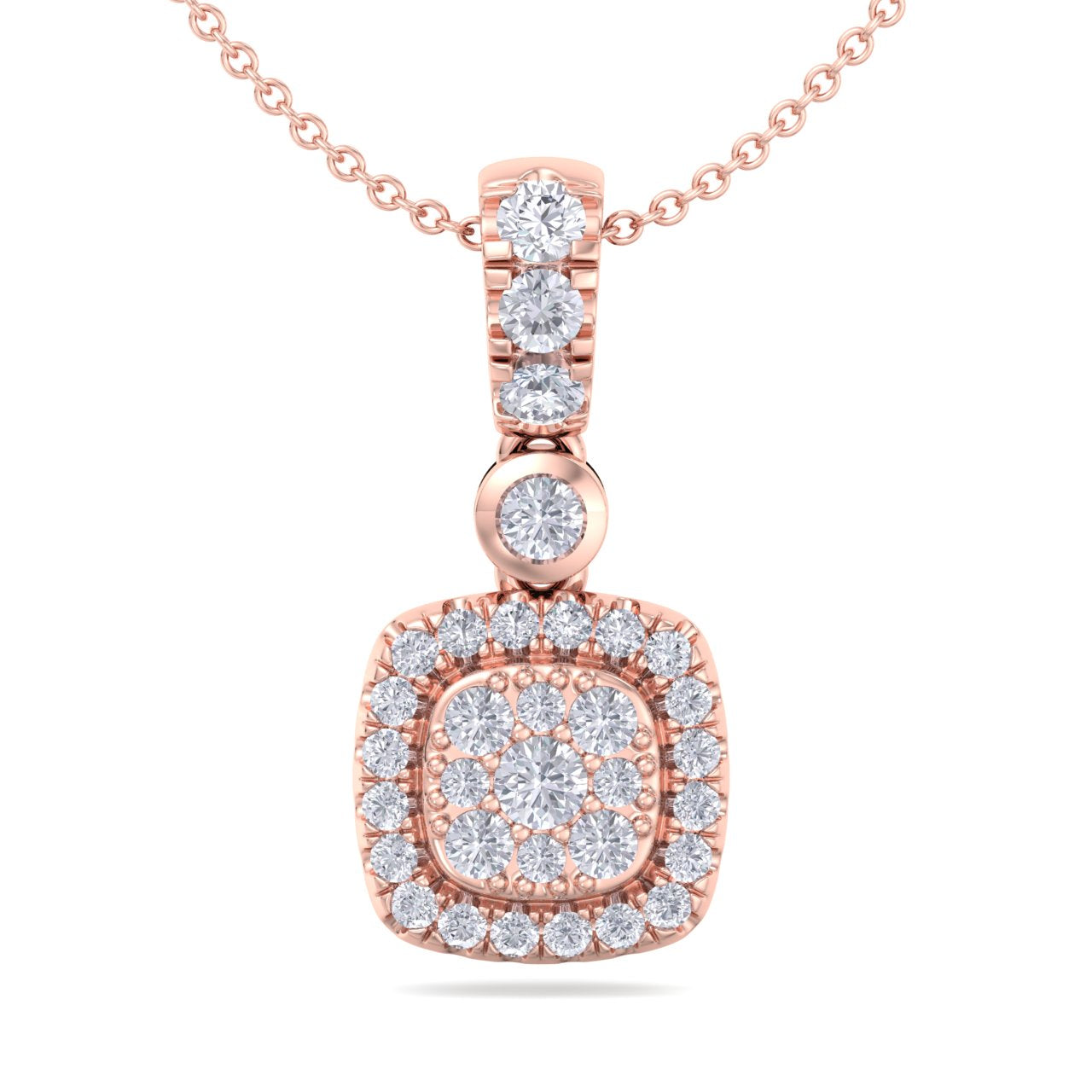 Square pendant in rose gold with white diamonds of 0.45 ct in weight - HER DIAMONDS®