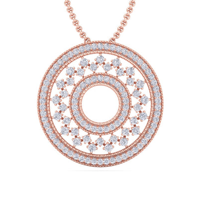 Exclusive round pendant in rose gold with white diamonds of 4.11 ct in weight